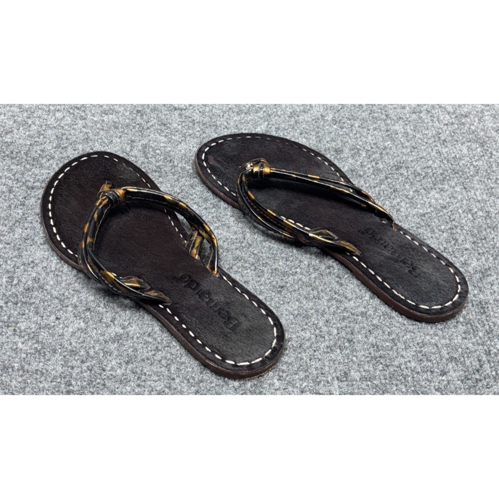 Bernardo Miami Haircalf‎ Thong Sandals Leopard Brown Black Brazil Women Size 10